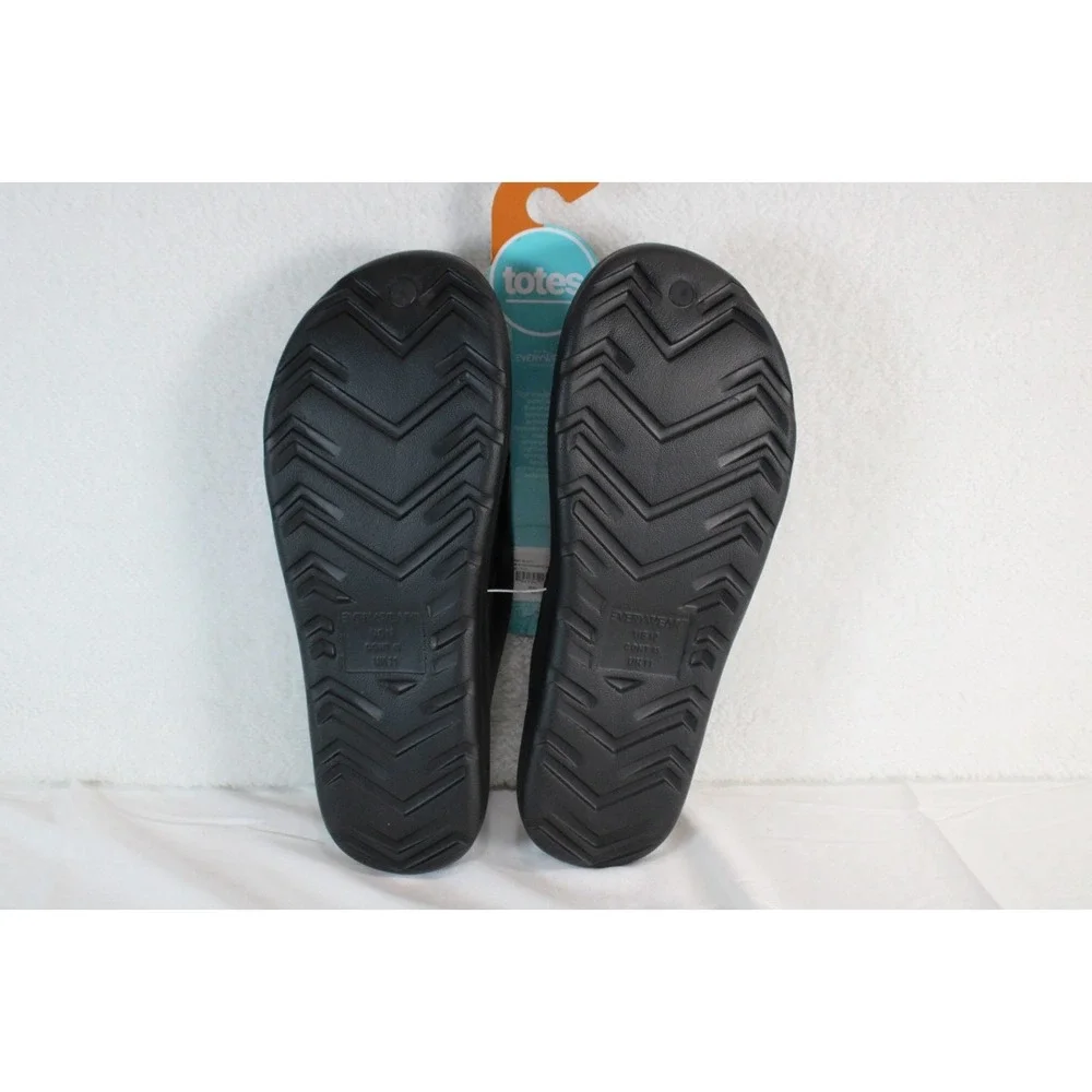 Totes Everywear Mens Flip Flops Black Waterproof Lightweight Sandals Size 12